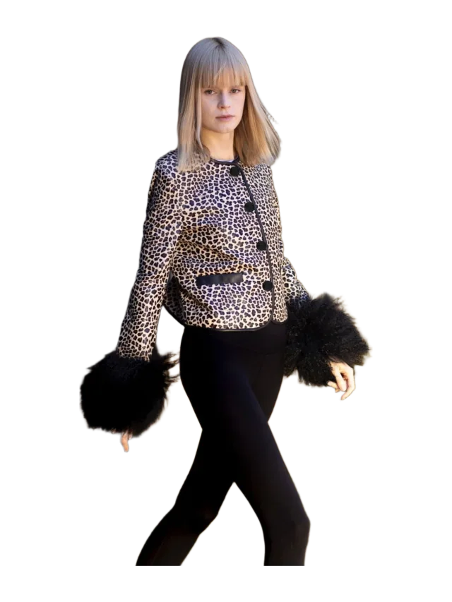 Susanna Chow Leandra Leopard Leather Shearling Jacket