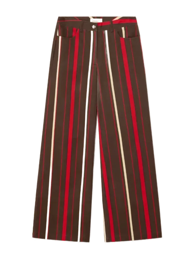 Laagam Leroy Dark Brown Striped Twill Pants