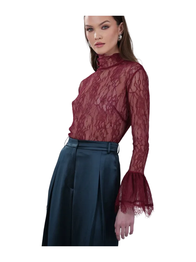 Nonchalant Label Letty Lace Top - Ruby
