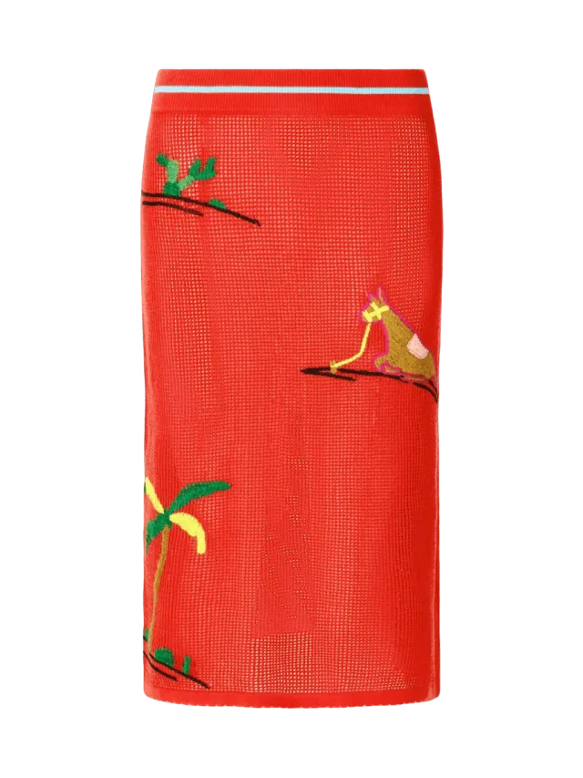 Staud LEVANTE COVERUP SKIRT | RIVIERA FLAME