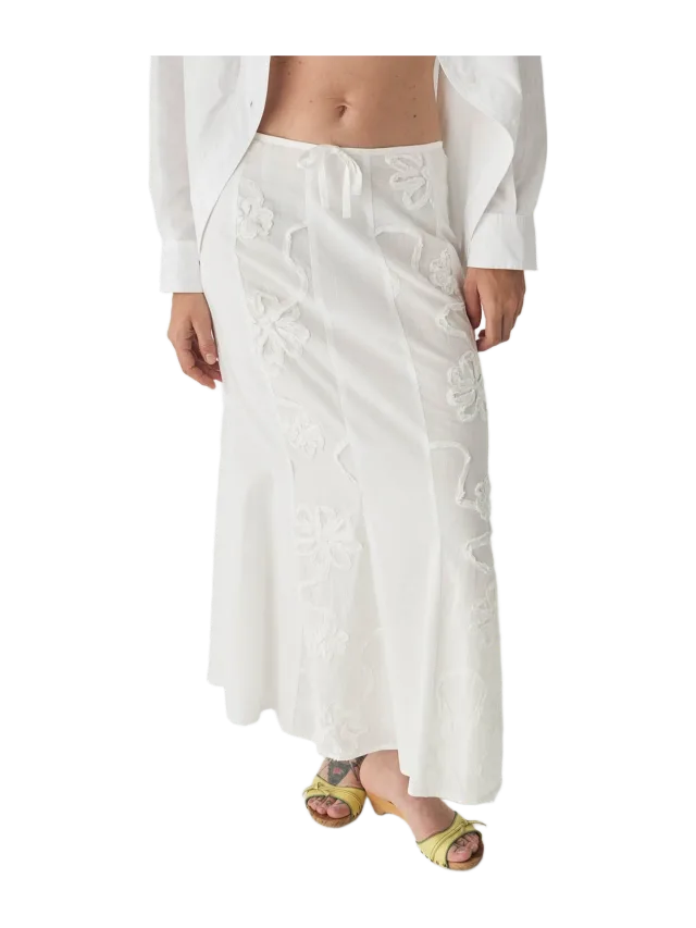 Laagam Lila White Midi Skirt
