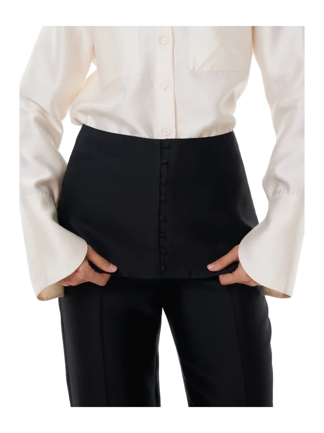 Alas Silk Lilly of the Valley Layering Skirt in Black