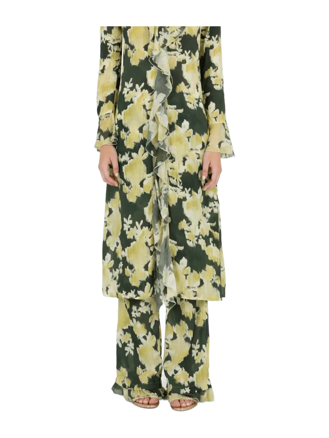 Carmen Says Lime Lagoon Flower Print Pants