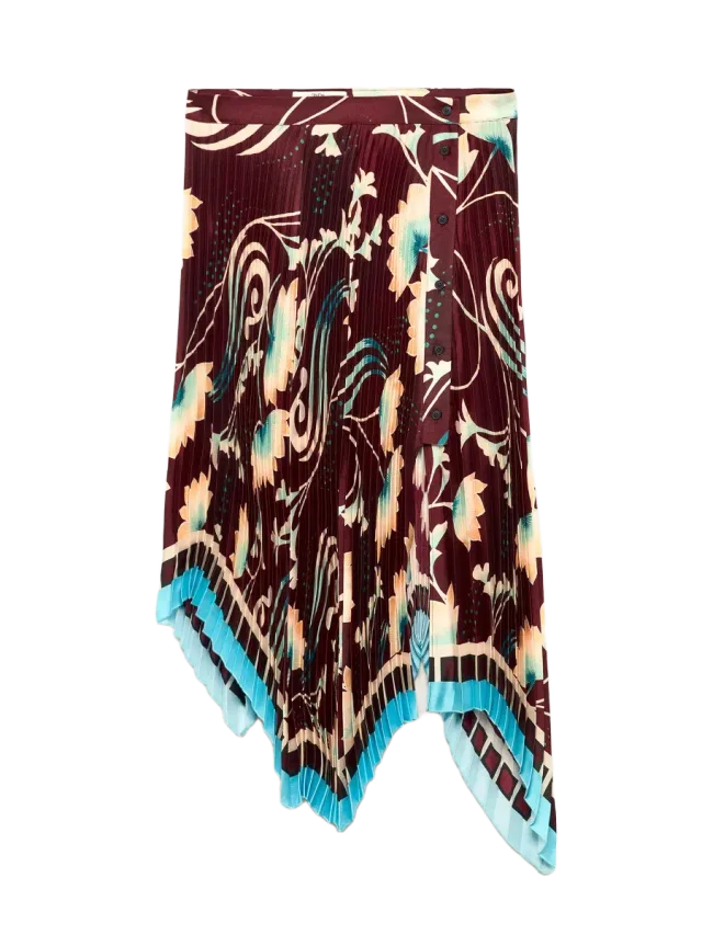 Zara Limited Edition Printed Pleated Midi Skirt