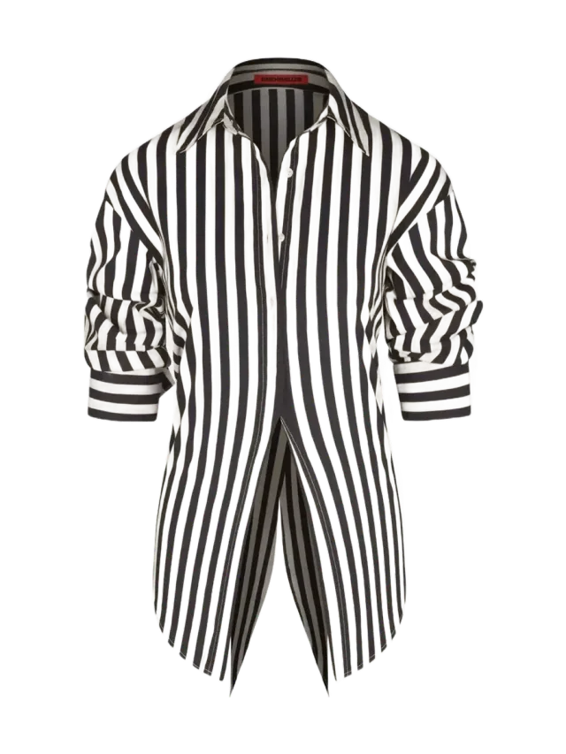 Simon Miller Loch Poplin Button Up in Black/White Stripe