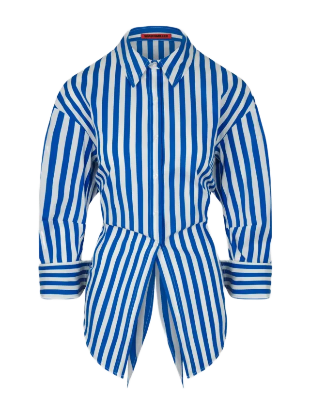 Simon Miller Loch Poplin Button Up in Blue Stripe