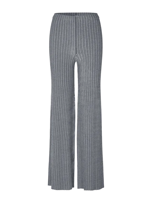 Stine Goya Long Flare Knit Pants - Soft Striped Rib