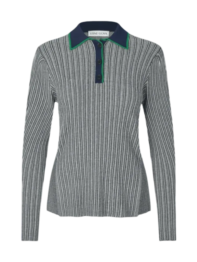 Stine Goya Long Sleeve Knit Polo