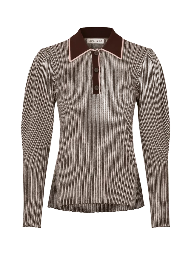 Stine Goya Long Sleeve Knit Polo