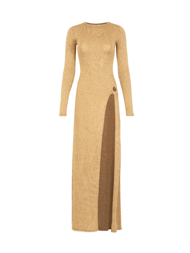 Long Sleeve Twist Dress (Gold Sequin)