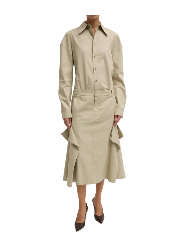 Tibi Luxe Spring Twill Tucked Pleat Skirt