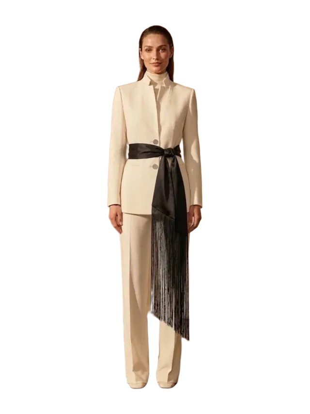 FredandAliBoutique Luxury Silk Fringe Belt, Long Silk Sash for Women, Silk Waist Wrap, Evening Dress Accessory, Boho Hip Belt, Designer Fringe Sash, Silk TieUp