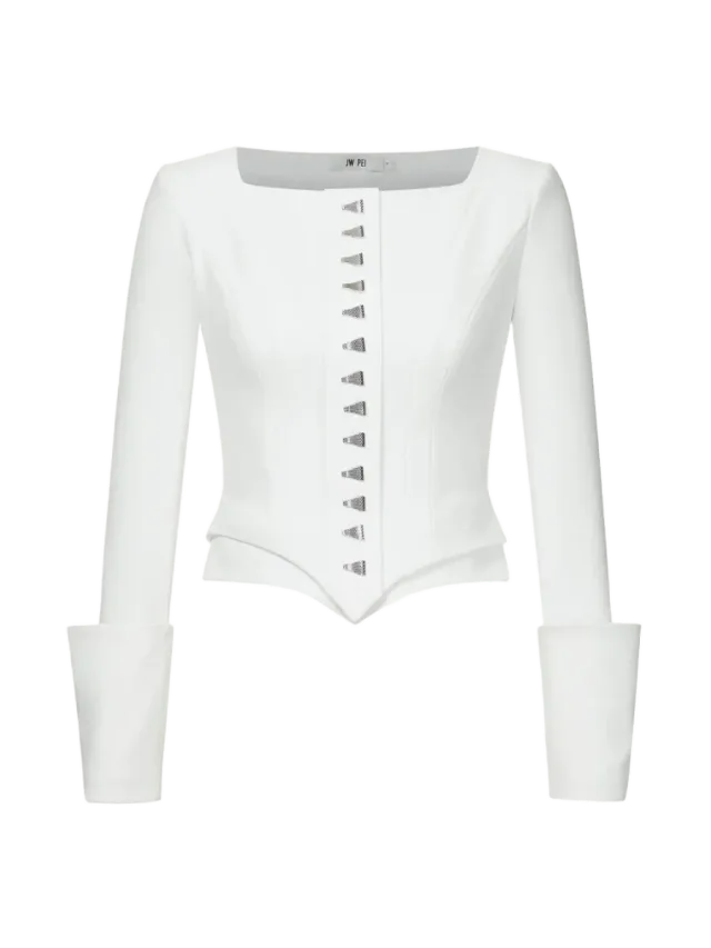 JW Pei Lydia Corset-Inspired Blazer - White
