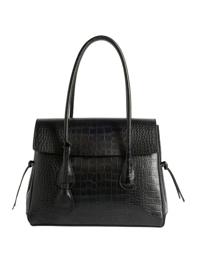 Flattered Lydia Tote Bag Croco Leather Black