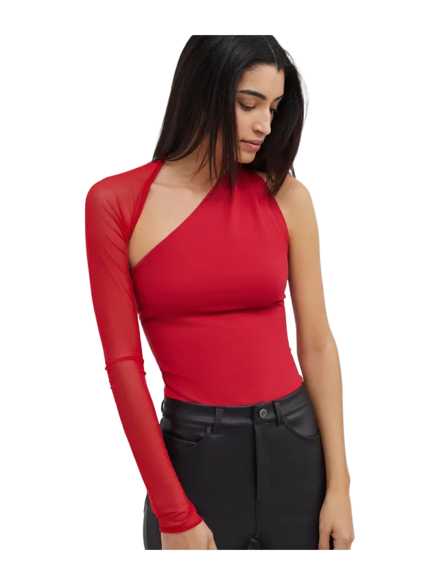 Marcella Manhattan Mesh Sleeve Top