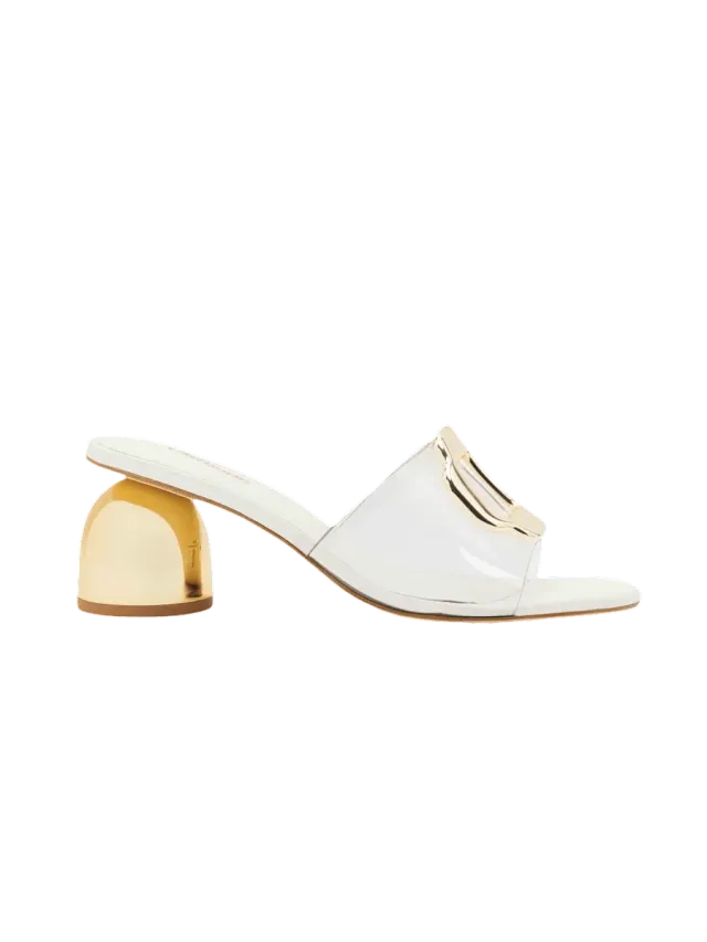 Larroudé Margherita Clear Mule White Leather