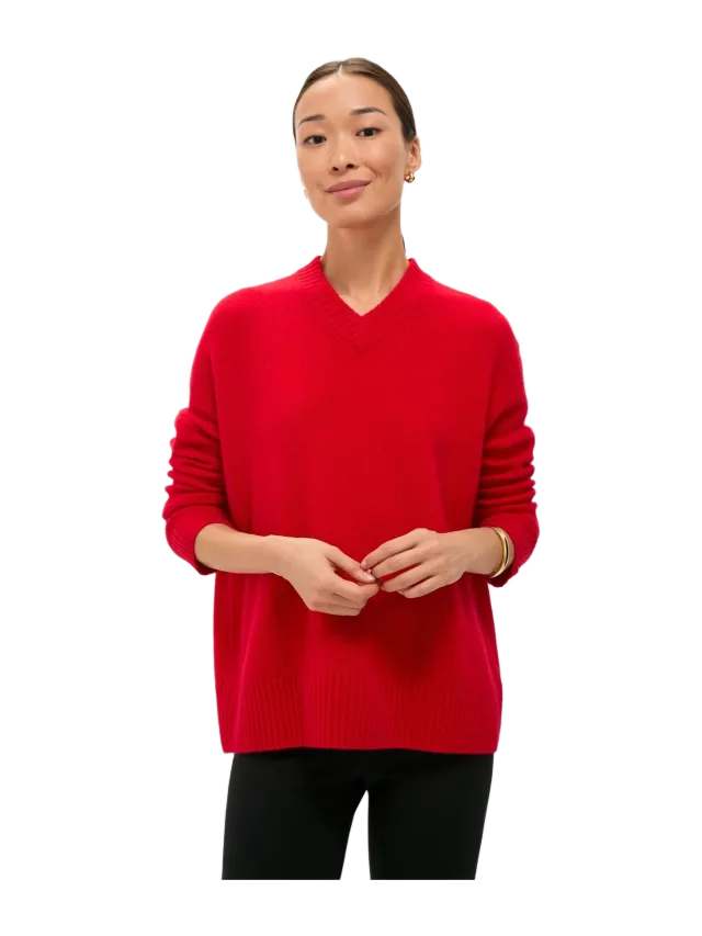 Tuckernuck Martin Red Cashmere Cassie V-Neck Sweater