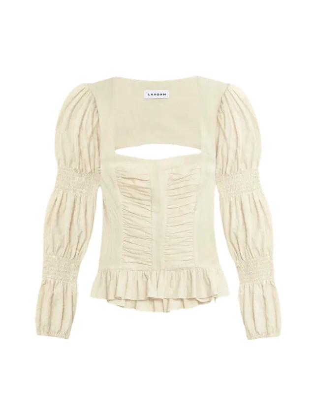 Laagam MARY ECRU TEXTURED BLOUSE