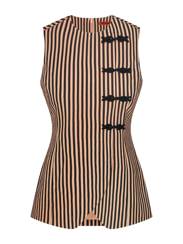 Simon Miller Mavis Linen Top In Black/Tan Stripe