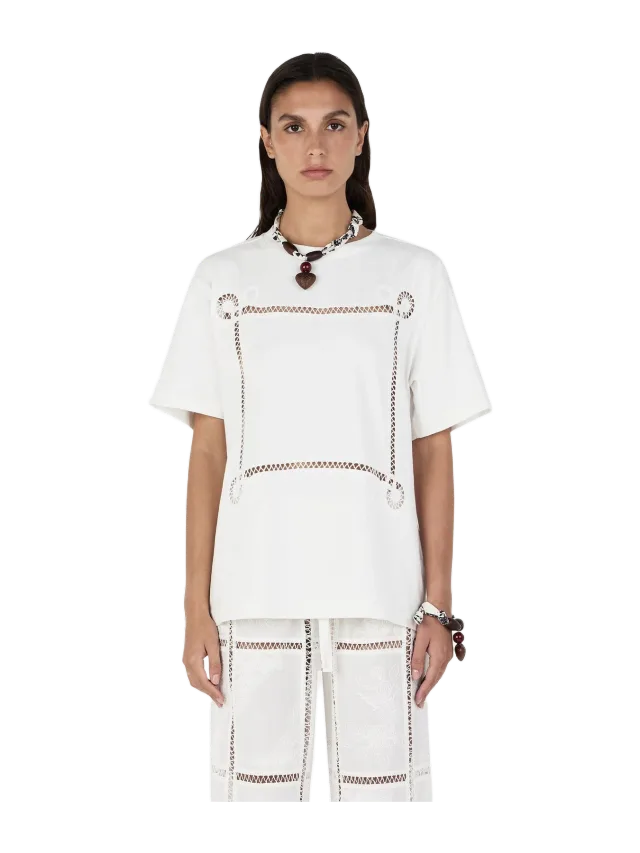 Hansen & Gretel Maxwell Lattice Tshirt Ivory Lattice