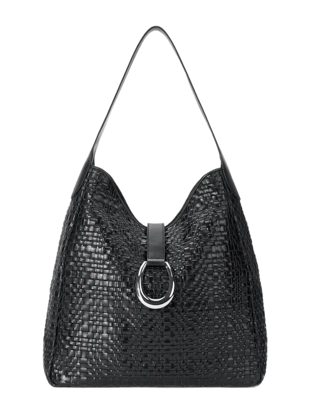 Staud MAYA HOBO BAG | BLACK WOVEN