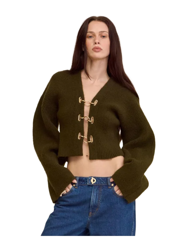 Cult Gaia MAYALU CARDIGAN - DEEP ROSEMARY