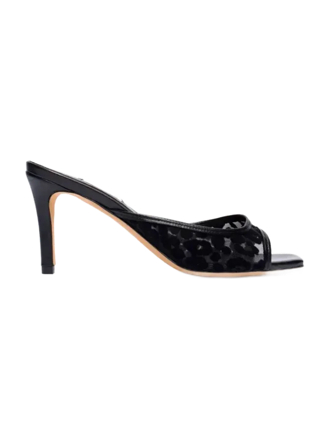 Anonymous Copenhagen Mazy 75 mesh Shiny lamb & mesh velvet leopard Black