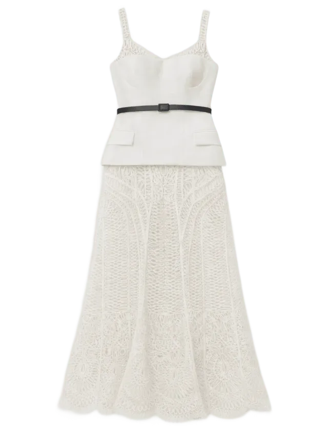 SIMKHAI Mckinnon Guipure Midi Dress