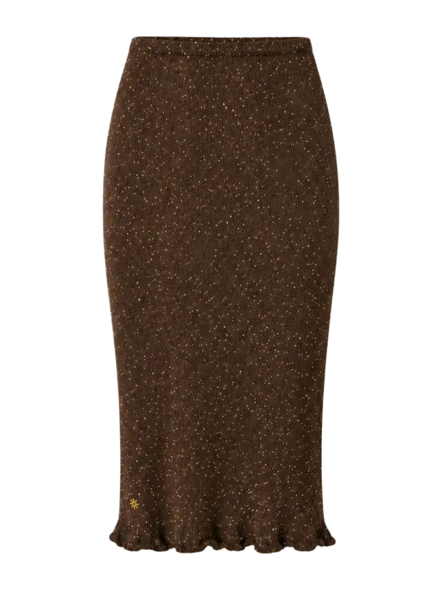 Asta Resort Michaela Midi Skirt - Dark Chocolate Sequin