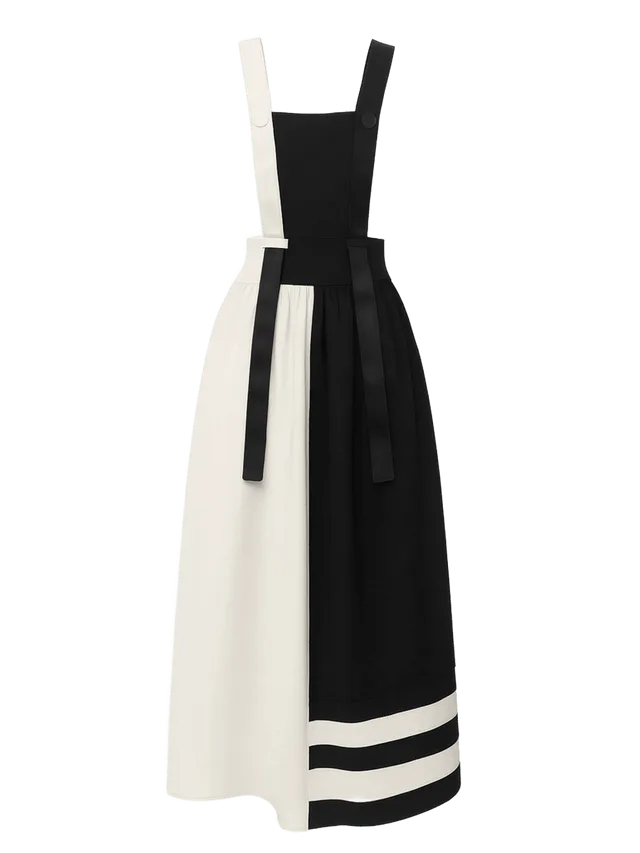 Julia Allert Midi Apron Dress With Adjustable Straps - Black Ivory