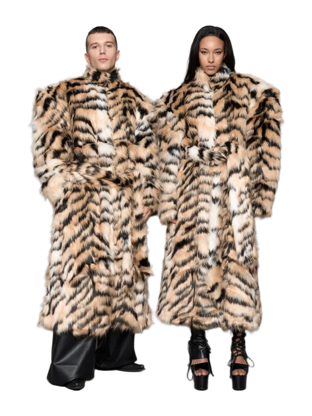 Namilia Midnight Faux Fur Coat Tiger