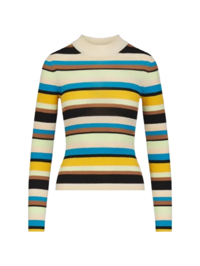 Simon Miller Mika Knit Long Sleeve Top In Ocean Stripe