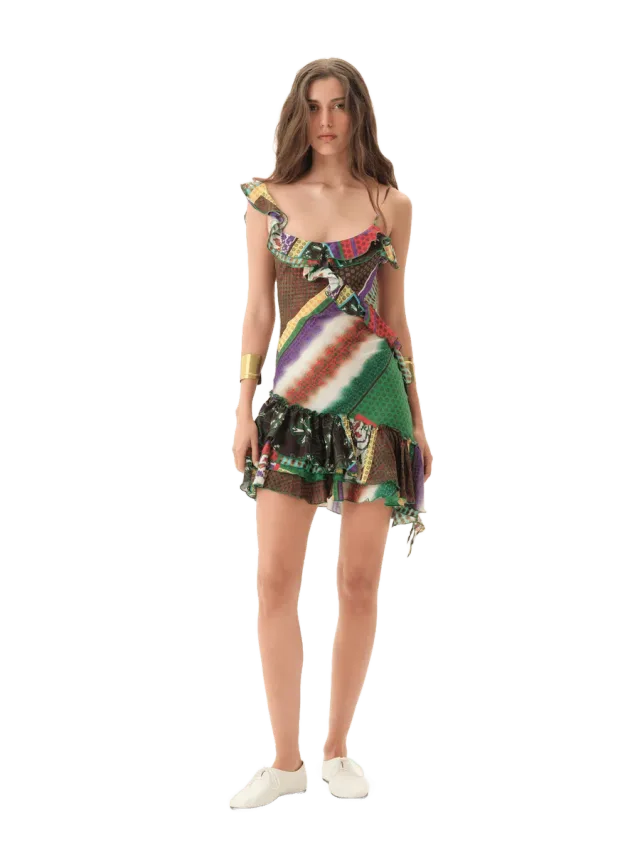 SIEDRÉS MIMIKA - Patchwork print mini dress with ruffle detailing