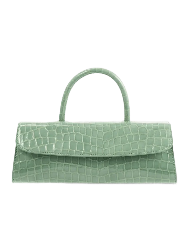 By Far Mini Longa Fresh Croco Embossed Leather Top-Handle Bag