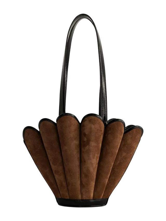 Mlouye Mini Seashell Tote - Suede Espresso