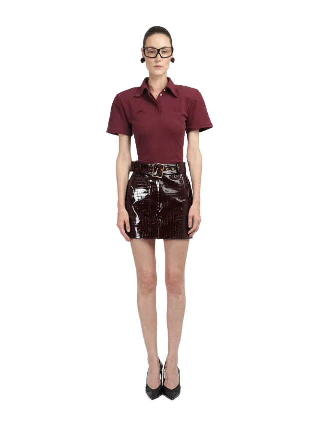Mini Skirt with Matching Belt in Croco