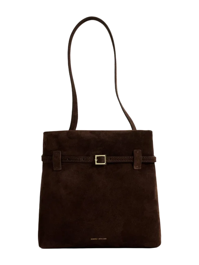 Manu Atelier Mini Tote Du Jour Deep Brown Suede