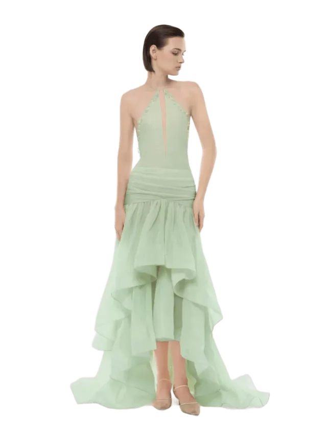 Montsand Mint Open-Back Halter Dress