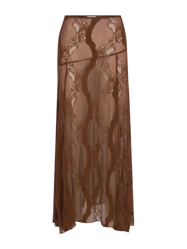 Marfa Instanbul Mocha Mousse Lace Skirt