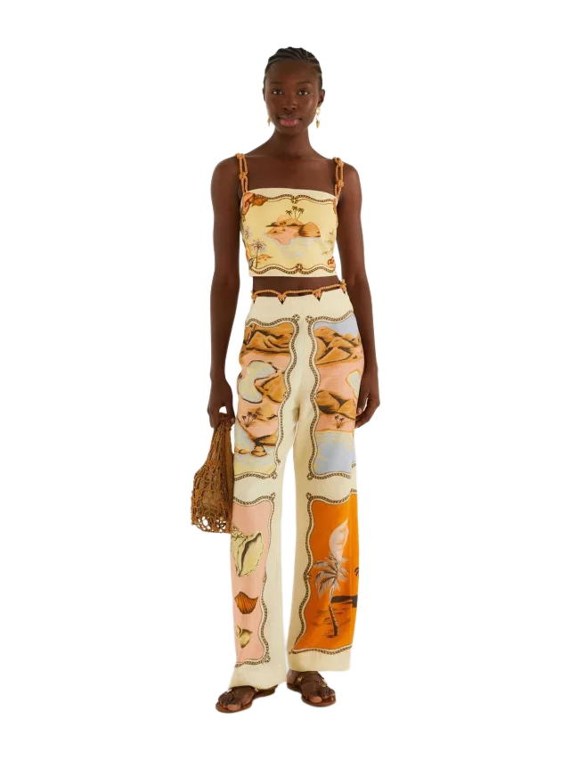 Farm Rio Multicolor Rio Souvenir Scarves Rope Detail Pants