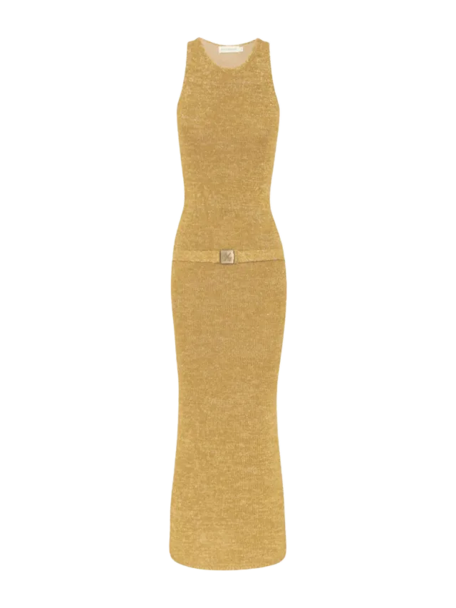 Asta Resort Natalia Belted Dress - Gold Sequin