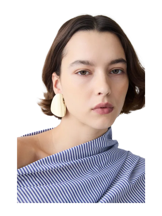 Bianca Spender NAVY STRIPE COTTON SHIRTING DECODE LONG SLEEVE TOP