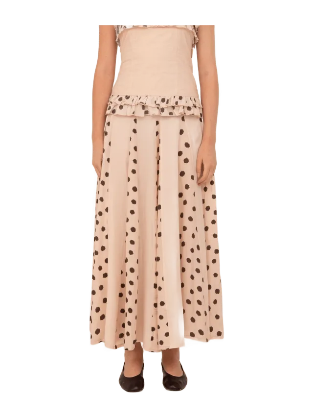 Carmen Says Beige Polka Dot Print Skirt