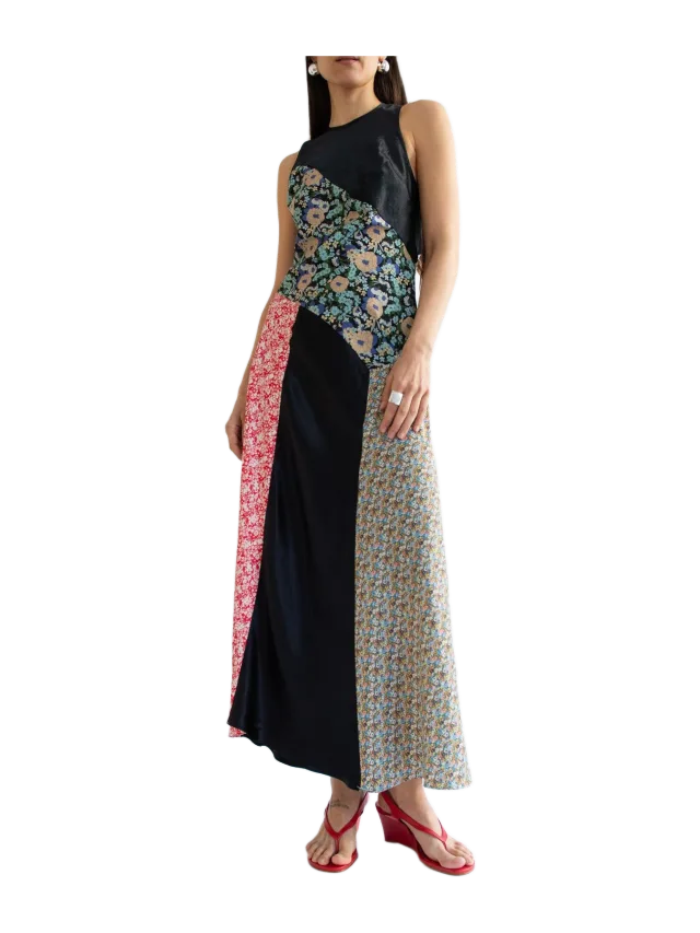 Nomia NOMIA, Combo Bias Maxi Dress, Black/Multi