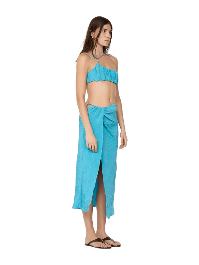 Bec + Bridge ODESSA SPLIT MIDI SKIRT - DEEP SEAFOAM