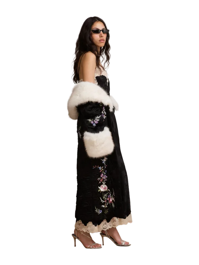 Hayley Menzies Olsen Satin Coat Black