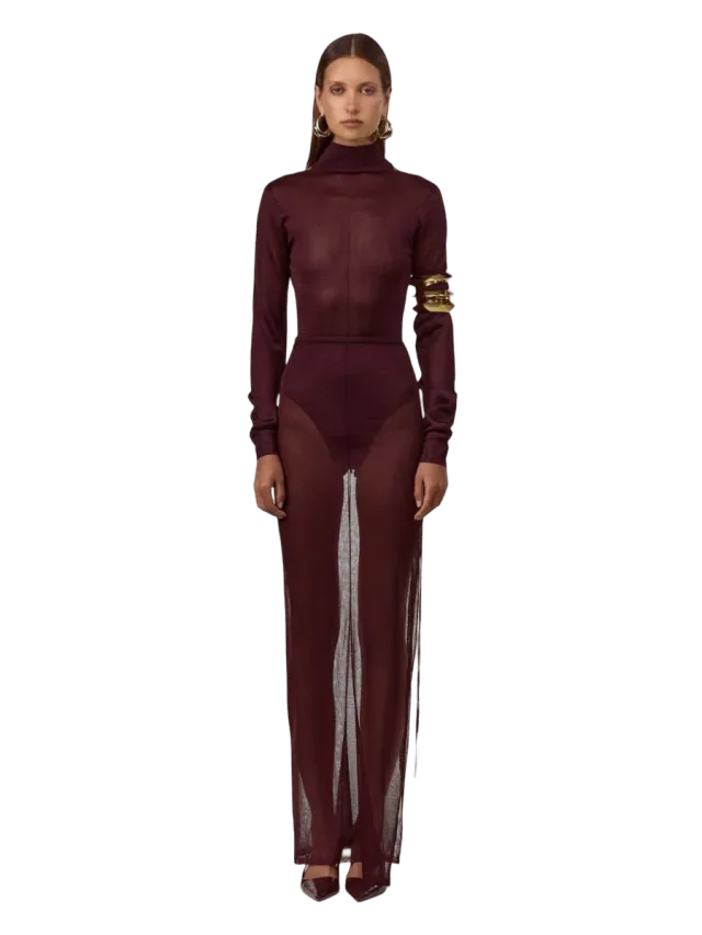 Same Open Back Knit Bodysuit (Merlot)