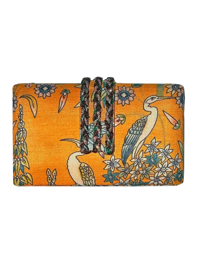 Simitri Paradise Bird Braided Fringe Clutch
