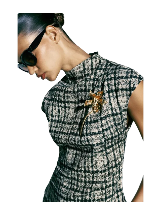 Zara OVERSIZED METAL FLOWER BROOCH