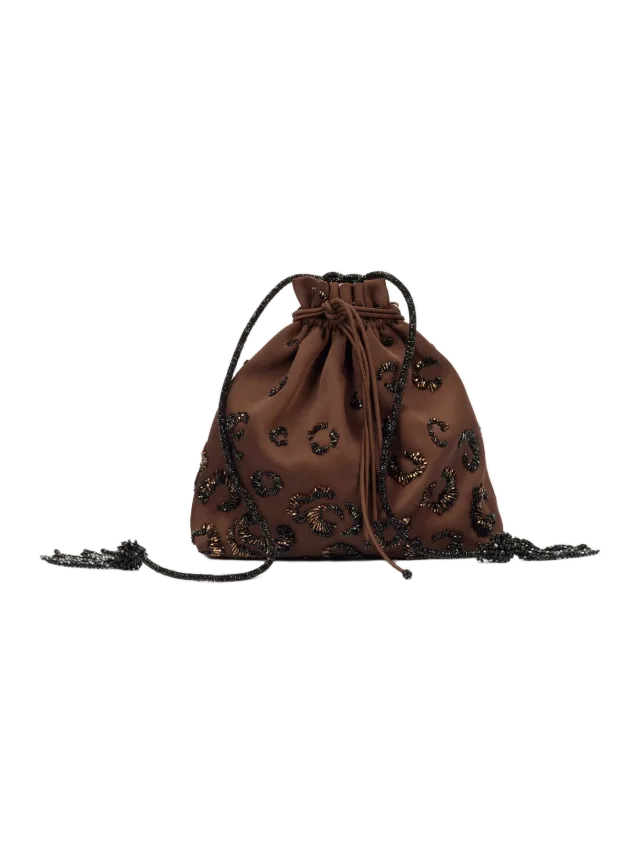 Fancì Club Pampas Hand-Embellished Drawstring Bag